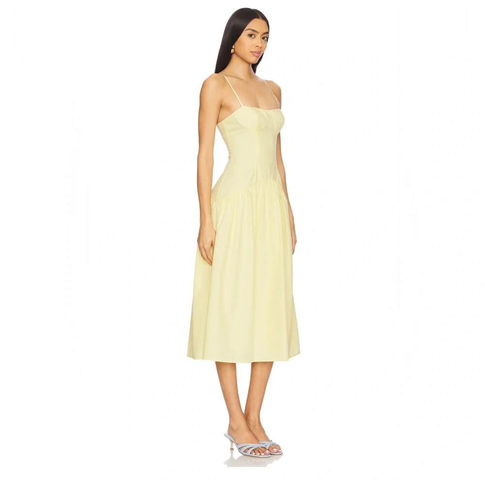 NWT MORE TO COME MARGAERY SLEEVELESS MIDI DRESS, SIZE XS, YELLOW - Picture 2 of 5